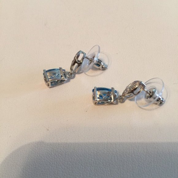 New Marambia Topaz Earrings Dangle 14ktwg & 925 Sterling Silver - Picture 2 of 4